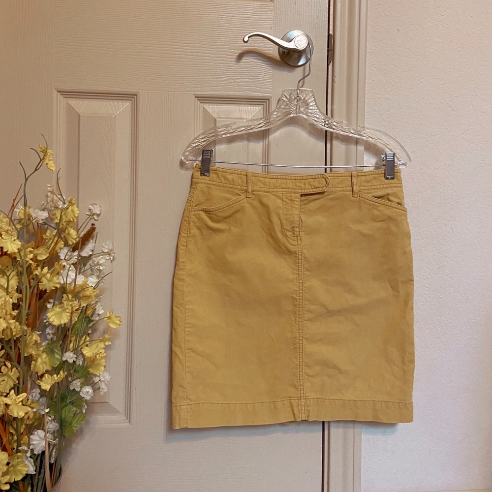 Ann Taylor Loft corduroy mustard yellow skirt